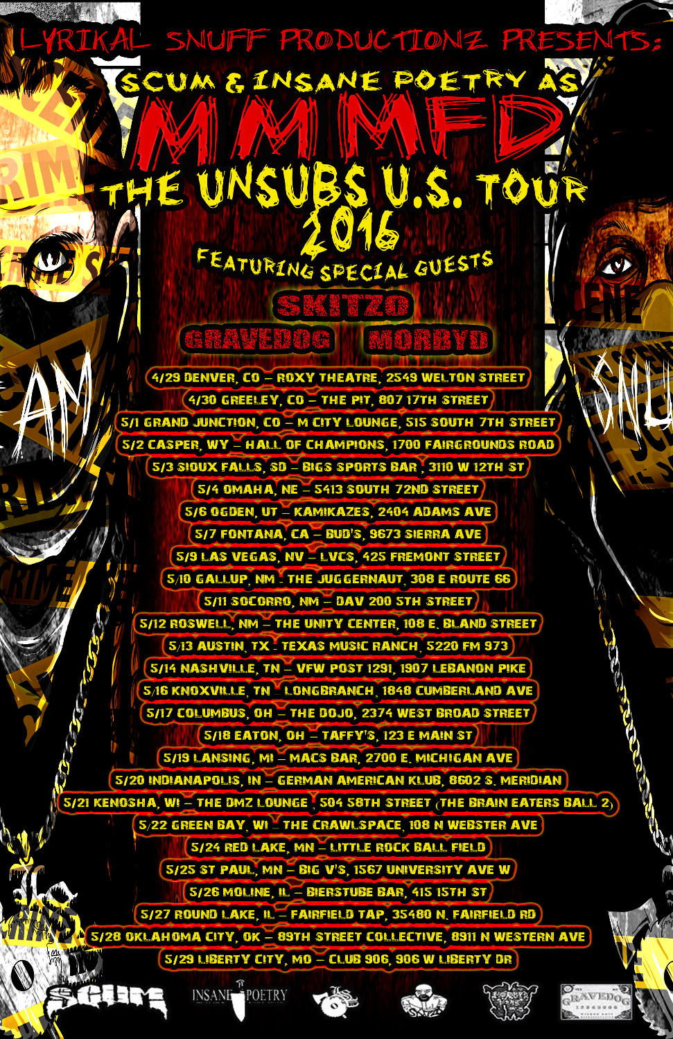 MMMFD The unsubs tour header with dates