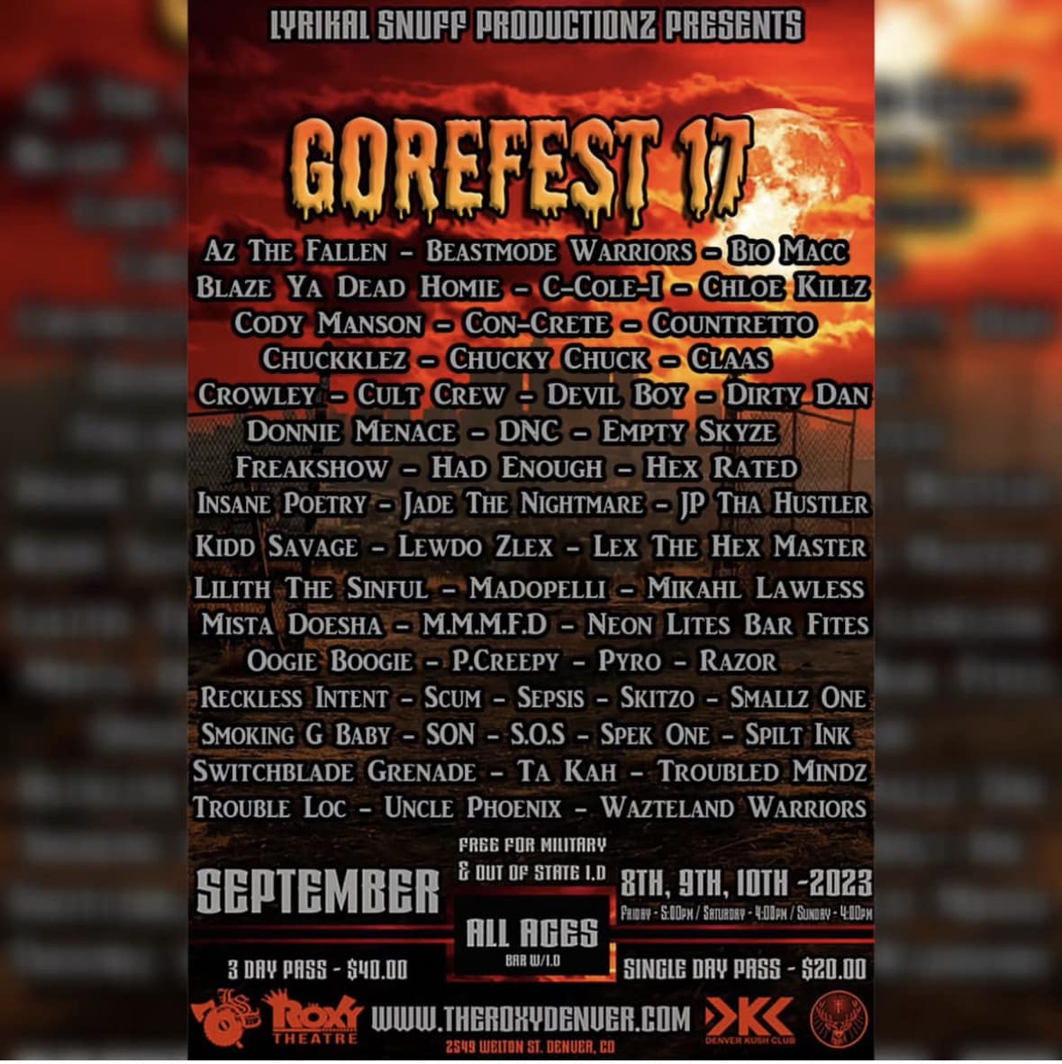 Gorefest 2017 line up