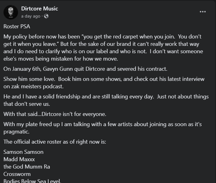Dirtcore roster